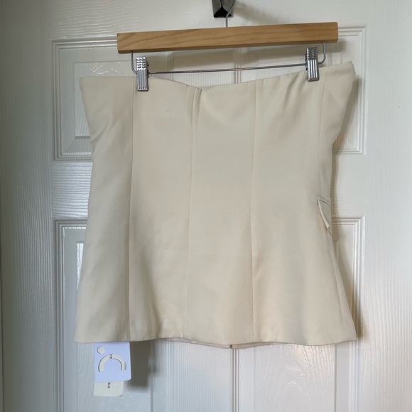 NWT Commense Solid Tube Top With Wide Leg Pants Set Cream Ivory Large - Picture 3 of 14